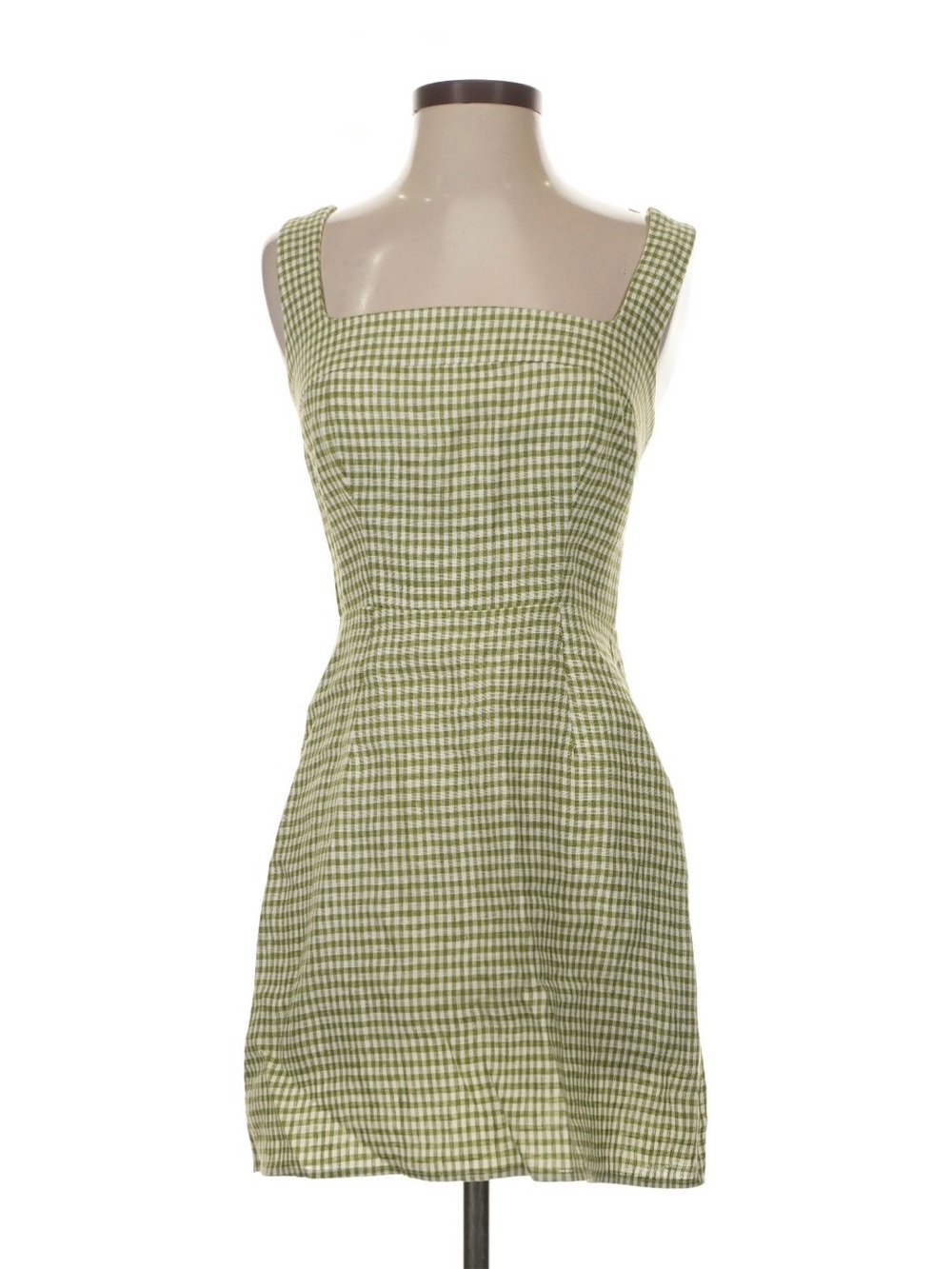 Reformation Celosia Gingham Linen Minidress | Avocado Check XS